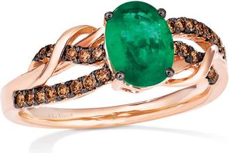 Le Vian Ladies Emerald Rings set in 14K Strawberry Gold