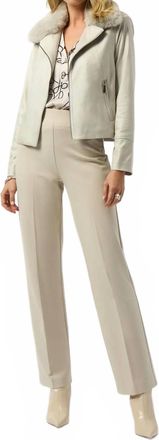 Joseph Ribkoff Foiled Faux Fur Collared Jacket In Moonstone