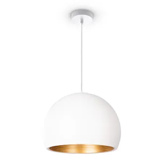 Paco Home L&aacute;mpara De Suspensi&oacute;n Comedor Colgante Cocina Mesa Comedor Industrial Moderna L&aacute;mpara Colgante - Blanco, Oro (&oslash;36cm) - Paco Home