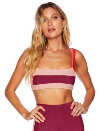Beach Riot Marlene Colorblock Swim Top In Merlot