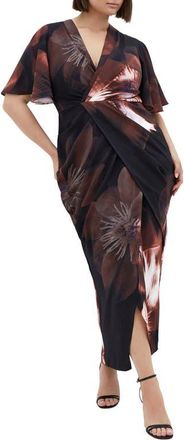 City Chic Braelynn Floral Print Maxi Dress in Sueded Rose at Nordstrom, Size Xxxs
