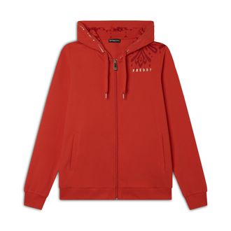 Freddy Felpa zip leggera con cappuccio e dettagli floreali