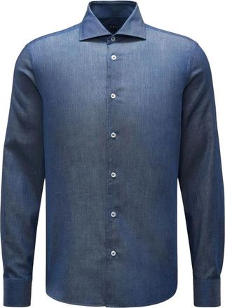 Fedeli Sean Shirt - Heren - Casual Overhemden - Blauw - M - Katoen - Overhemden
