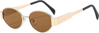Generic Metal Small Frame Mens Driving Sunglasses Vacation Outdoor Womens Sun Glasses(Brown)