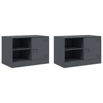 Berkfield Home TV Cabinets 2 pcs Anthracite 67x39x44 cm Steel in Dark Grey | Size: 67 x 39 x 44 cm
