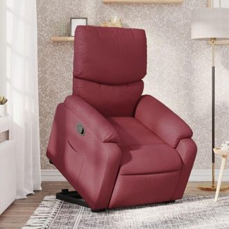 vidaXL Sill&oacute;n Reclinable Elevable Tela Rojo Tinto Vidaxl