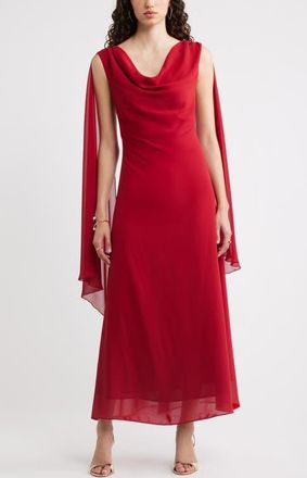Chelsea28 Cowl Neck Maxi Cape Dress in Red Rio at Nordstrom, Size Xx-Small