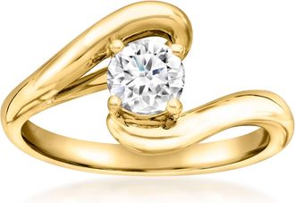 Ross-Simons Lab-Grown Diamond Swirl Bypass Ring in 18kt Gold Over Sterling