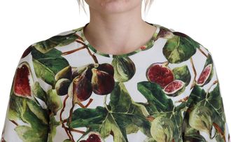 Dolce & Gabbana Womens Crew-Neck Cotton Top Blouse Fruit T-Shirt