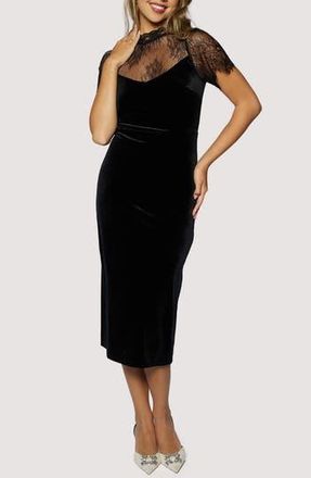 Lost + Wander Fiorella Lace Velvet Maxi Dress in Black at Nordstrom Rack, Size Medium