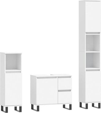 vidaXL Vidaxl - Juego de muebles de baño 3 pzas madera contrachapada blanco