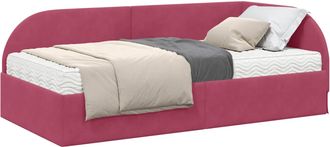 vidaXL Estructura De Cama Esquina Con Colch&oacute;n 2 Uds. Rojo Vino Vidaxl