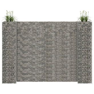 Berkfield Home H-Shaped Gabion Planter Steel Wire 260x40x180 cm in Silver | Size: 260 x 40 x 180 cm