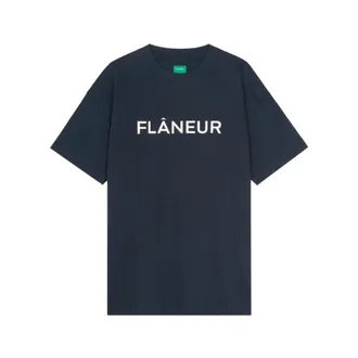 Flaneur T-Shirts, male, Blue, Size: XL Logo-print T-shirt