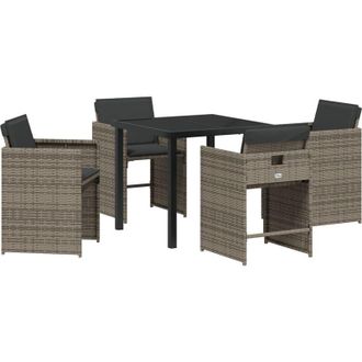 vidaXL Conjunto De Comedor De Jard&iacute;n Con Coj&iacute;n 5 Pcs Gris Polirat&aacute;n Vidaxl