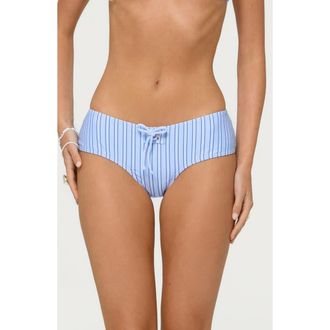 Edikted Blonca Stripe Boyshort Bikini Bottoms in Light-Blue at Nordstrom, Size X-Large