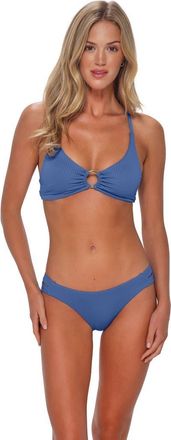 Sunsets Carrie Crossback Bikini Swimsuit Top in Harbor Blue Sandbar Rib at Nordstrom, Size Xx-Large