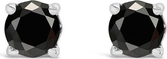 House of Brilliance 925 Sterling Silver 1/4 Cttw Black Diamond Solitaire Stud Earrings at Nordstrom