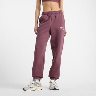New Balance Womens Linear Fleece Jogger in Purple Cotton, size X-Small
