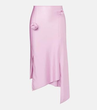 Coperni Floral-appliqué satin midi skirt
