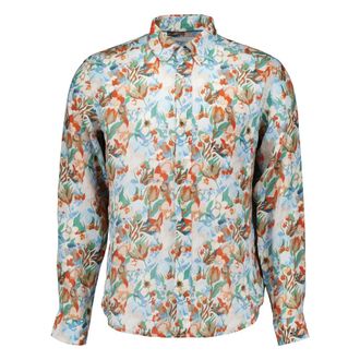 Eton Floral Linnen Print Overhemd - Heren - Casual Overhemden - Veelkleurig - L - Linnen - Overhemden