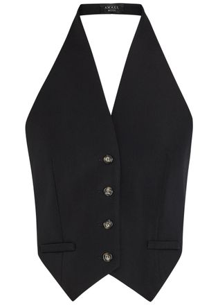 A.W.A.K.E Mode Halterneck Tie-back Woven Vest - Black - 38 (UK10 / S)