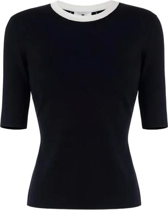 Elisabetta Franchi Maglia Tricot 685 - Dames - Ronde hals truien - Zwart - L - Truien & Vesten