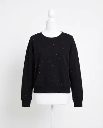 Z Supply Sparkle Crew Neck Sweatshirt In Black