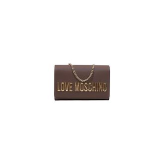 Love Moschino Borsa a spalla con tracolla a catena e logo - - Accessories - Donna - Marrone - ONE SIZE
