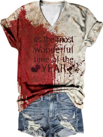 Generic Halloween Costumes Im Fine Bloody T Shirt Shirt with Blood Shirt Blood Splatter Shirt Bloody Halloween Im Fine Costume (XXXL) Wine