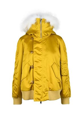 Dondup Padded Bomber Jacket Fur Hood - Black/Orange