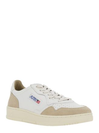 Autry Medalist Low White Low Top Sneakers With Side Logo Detail In Leather And Suede Man