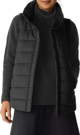 Eileen Fisher Stand Collar Puffer Vest in Black at Nordstrom, Size X-Large