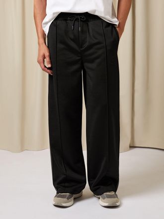Reiss Black Monogram Cotton Wide-leg Joggers, XL