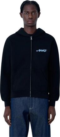 Awake NY Hooded Sweatshirt met Logo Motief - Heren - Vesten met rits - Zwart - XL - Katoen - Hoodies & sweatvesten