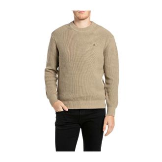 Replay Jersey de Cuello Redondo Acanalado - Knitwear - Hombre - Beige - XL