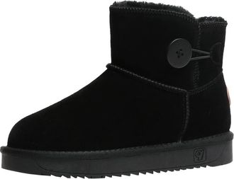 Generic Women Winter Plush Snow Boots for Cold Protection and Warmth Wooden Button Casual Short Boots (Black,6.5)