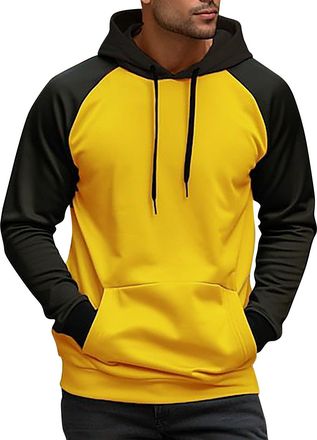 Generic DENGJIAMY Mens Hoodie Plus Size Pullover Drawstring Hooded Sweatshirt Streetwear Fashion Hoodies Casual Lightweight Shirt Long Sleeve for Men (Z21 Yel