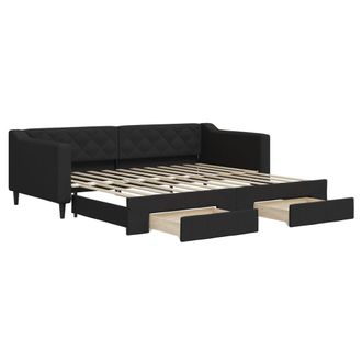 vidaXL Divano Letto Estraibile Con Cassetti Nero 90x200 Cm In Tessuto - Vidaxl