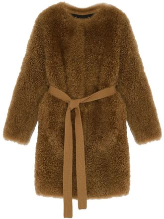 Yves Salomon belted coat - Brown