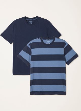 Fat Face FatFace Navy Short Sleeve Striped Tshirts 2 Pack