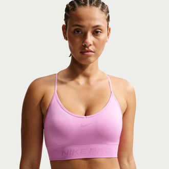 Nike Womens Nike Pro Seamless Light-Support Padded Sports Bra in Purple | IB9843-503