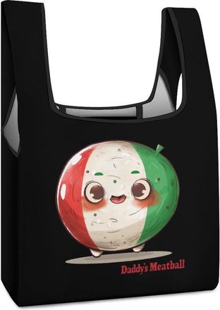 Generic Daddys Little Meatball Shopping Bag Reusable Grocery Tote Bag Foldable Handbag for Travel Picnic