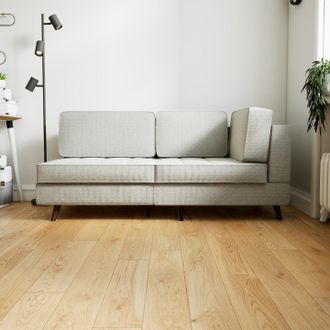 MYCS Elegantes, bequemes Ecksofa Lyvyn in Beige, 2-Sitzer, perfekt für das Wohnzimmer, braune Beine, 174 x 77 x 97 cm, konfigurierbar