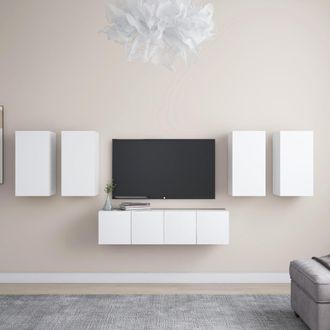 vidaXL Set De Muebles De Sal&oacute;n Tv 6 Piezas Madera De Ingenier&iacute;a Blanco Vidaxl