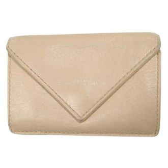 Balenciaga Pre-owned Wallets, female, Beige, Size: ONE SIZE Pre-owned Paper Tiny Leather Wallet