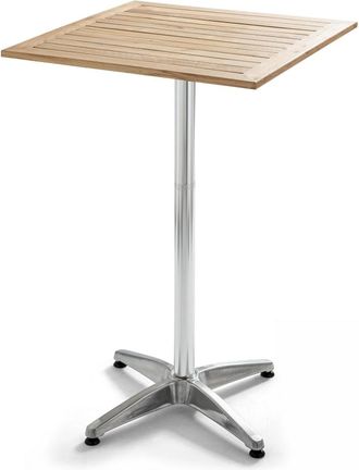 Oviala Mesa alta de pie cuadrada de aluminio y madera