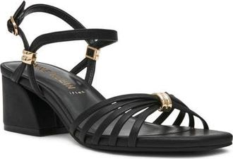 Anne Klein Mikayla Ankle Strap Sandal in Black Pu at Nordstrom, Size 5.5