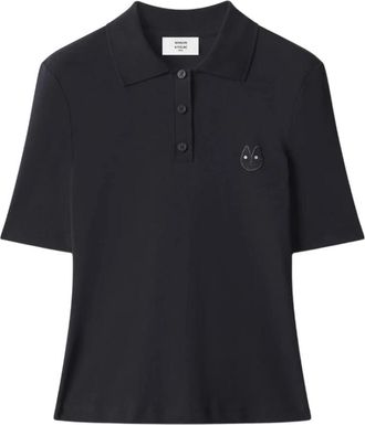 Maison Kitsun&eacute; Fox Head Regular Polo - Dames - Polos - Zwart - XS - Katoen - Tops