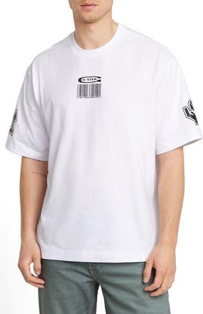 G-Star Barcode Boxy Organic Cotton Graphic T-Shirt in White at Nordstrom, Size Large